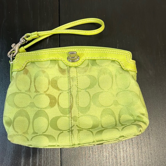 Coach Bags Coach Lime Green Classic Pattern Wristlet Poshmark